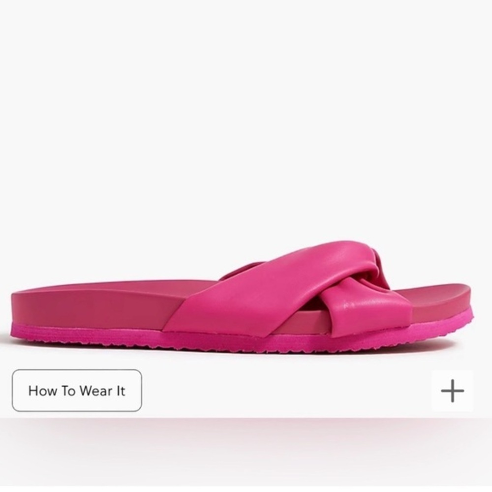 J Crew Factory Pink Cross Strap Pool Slides Sandals Sz 9 New With Tags Barbie - Picture 5 of 8